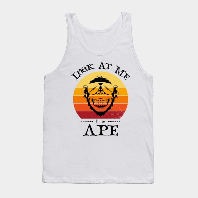 Funny Halloween Retro Vintage Ape Tank Top by Art master